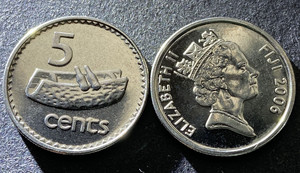 2006年 斐济5分硬币 英国伊丽莎白二世女王币 19.4MM 全新 KM#51a