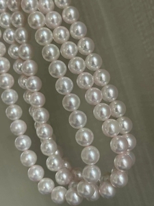天然Akoya海水珍珠项链9-9.5mm正圆樱花粉花珠证书养殖场日本直邮