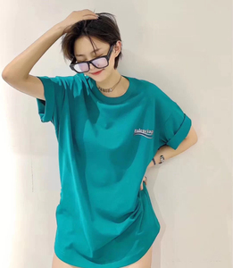 balenciaga/巴黎世家短袖女夏季可乐情侣t恤雾霾蓝海浪印花半袖男