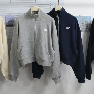 秋季新款11an韩国宽松短款立领开衫卫衣女刺绣字母休闲时尚外套潮