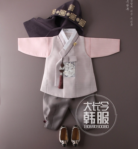 韩国原装进口朝鲜族儿童男孩周岁宴会传统韩服d-yz1
