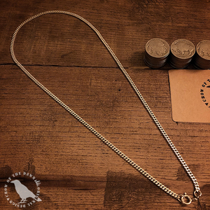 乌鸦 s925纯银 扁平3mm宽细款 50cm 牛仔项链 无做旧 男女适戴