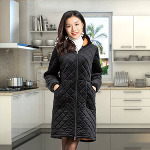 女士冬季中长款加绒加厚加棉拉链成人护衣外套保暖罩衫工作服罩衣