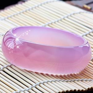 加宽版芙蓉玉手镯子女玛瑙玉髓水晶汉服配饰银少女年轻款西安特产