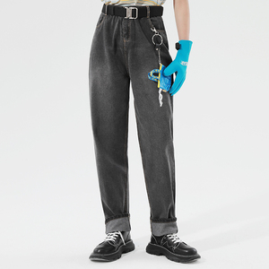 拉拉宽松牛仔裤