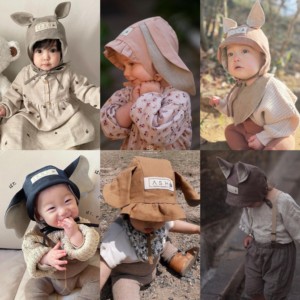 ▲新款现货！小众ASH 宝宝儿童可爱动物造型系带胎帽遮阳帽 ins