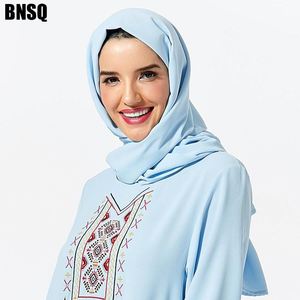 浅蓝色妇女包头盖头围巾民族单色长纱巾跨境外贸中东迪拜女士头巾