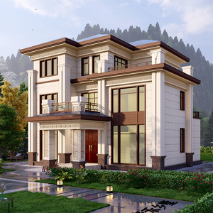 3003网红新中式三层楼房别墅设计图纸三开间带复式挑空客厅露台