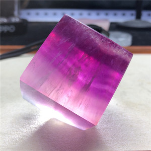 天然水晶紫萤石 立方体灯具摆件 创意礼品家居玄关办公桌装饰