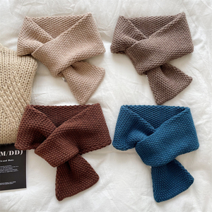 东大门新款秋冬护颈交叉小围脖女韩国针织百搭冬天保暖网红短围巾