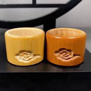 实心玉竹把件文玩扳指竹雕戒指祥云戒指指环竹制工艺品