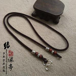 {凝}泰国佛牌专用手工绳男女情侣款包边吊坠银牌挂绳纯银m扣