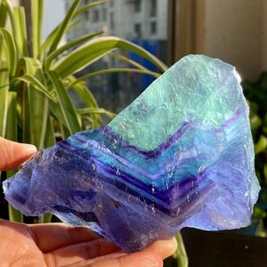 天然七彩萤石原石毛料水晶矿物标本蓝绿彩色萤石鱼缸石扩香石