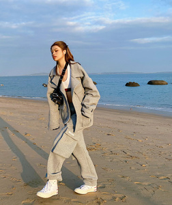 小香风秋季套装女2021年新款港风复古chic时尚休闲运动长裤两件套