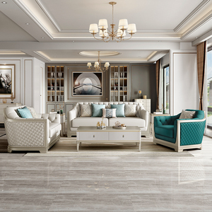 美式轻奢实木沙发组合客厅现代意式大小户型奢华真皮头层牛皮整装