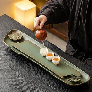 高级陶瓷茶盘家用中式干泡台茶台功夫茶具排水泡茶盘茶桌湿泡托盘