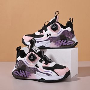 安踏神行旋转纽扣女童运动鞋秋冬新款二棉加绒女孩篮球鞋皮面防水