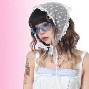 失常 原创设计法式复古田园少女蕾丝花边百搭头巾头饰