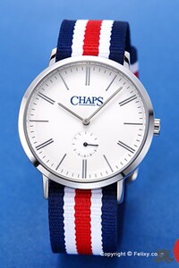 日本代购 chaps 男款简约复古表盘条纹撞色尼龙表带潮人休闲手表