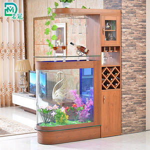木纹鱼缸酒柜免换水族箱玻璃玄关生态底过滤柜1.2中大型家用客厅