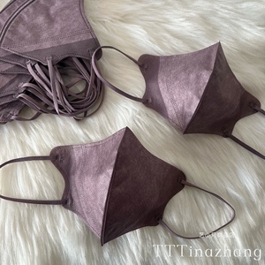 暗夜紫色3d立体口罩深紫色成人一次性透气两层无纺布高级感高颜值