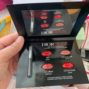 现货 迪奥 dior烈焰蓝金唇膏 口红 4色试色卡999/100/525/080带刷