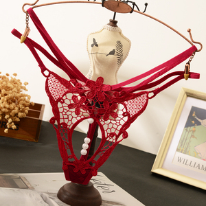 两根绳丁字裤女镂空火辣珍珠摩擦按摩露屁股情趣性感蕾丝精品内裤