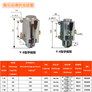 Y-8机床磨润床铣床动手压手摇式注摇滑油泵Y-手6手泵加油油机油泵