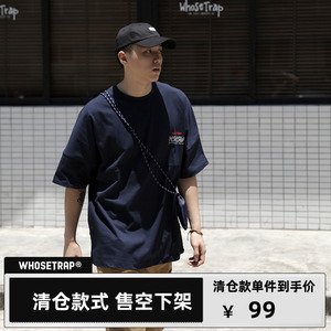 whosetrap 国潮popeye日系cityboy 美式大落肩破缝舒适短袖tee