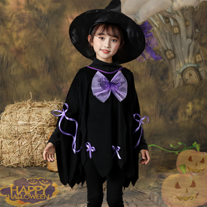 万圣节儿童服装女童女巫女孩衣装扮cos服服披风斗篷巫婆亲子服饰
