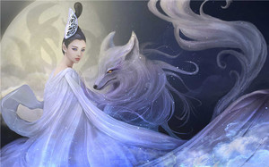 九尾狐仙画像狐仙挂画蓝九尾狐白狐仙玄狐仙红狐仙黄狐仙