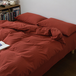 文艺风新年红丨全棉色织水洗棉四件套丨纯色纯棉床上床单床品套件