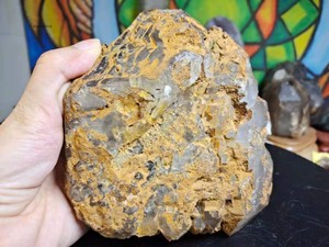 天然老皮水晶骸骨金沙原石摆件镇宅鳄鱼皮骨干