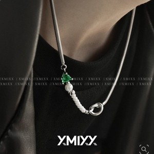 XMIXX蜥蜴之眼无性别配饰珍珠项链男女情侣绿色宝石中性颈链
