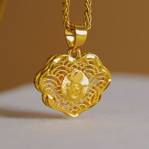 婴儿儿童项链5g黄金定制祥云如意锁宝宝牌999纯金吊坠千足金素金