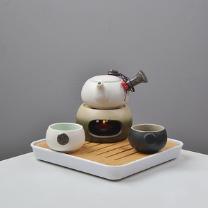蓄水茶盘茶器茶具套装一壶两杯家用功夫小茶壶陶瓷蜡烛围温茶炉子
