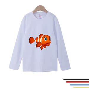 童装秋款儿童宝宝上衣男孩长袖t恤 大鱼小鱼儿图案热带鱼尼莫衣服