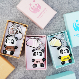 四川熊猫纪念品树脂立体钥匙扣潮语云朵公仔成都特色礼品小挂件女