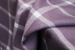 韩国进口天蓝白紫灰格纹双面双色羊绒短顺羊毛面料设计师大衣面料