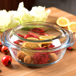 耐热微波炉透明玻璃碗带盖钢化大号水果碗汤碗沙拉大碗泡面碗家用
