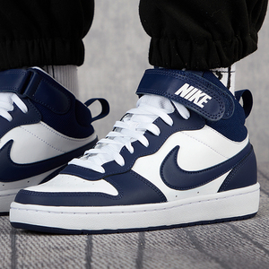 nike耐克女鞋21新款简版aj黑曜石蓝白休闲鞋高帮运动鞋cd7782-107