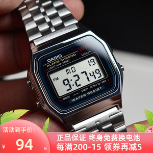 卡西欧手表小方块复古电子男表casio小银块方表a158w/a168/f91w