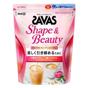 日本SAVAS蛋白粉+胶原蛋白900g明治Meiji多种维生素补铁+钙奶茶味