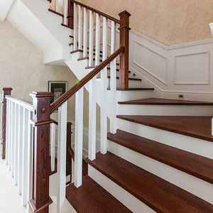 简约现代日式,新中式实木榉木四方柱室内家用栏杆楼梯