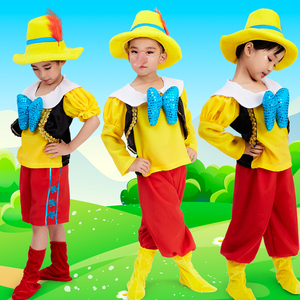 儿童小丑舞台扮演服装匹诺曹表演衣服木偶奇遇记演出服长鼻子道具