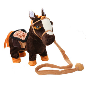 跨境电动毛绒玩具小马会唱歌跳舞仿真马牵绳走路电子马机器马