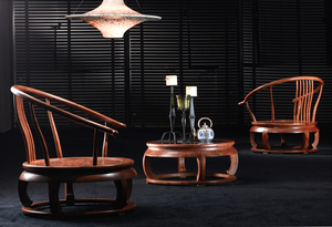 荣麟京瓷新中式刺猬紫檀圆茶台l106 现代简约茶几 新中式家具