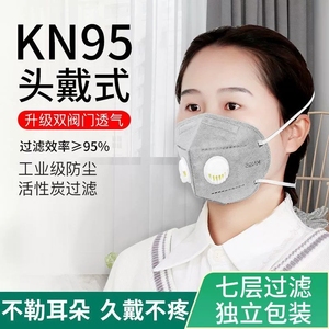 安优盾KN95活性炭双呼吸阀防尘防异味防尾气头戴式耳带式口罩包邮