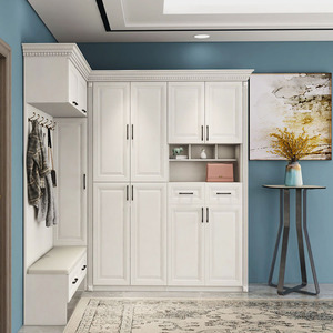 进门鞋柜现代简约衣帽柜多功能门厅柜转角衣柜组合入户玄关柜定制