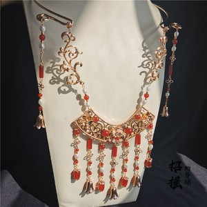 明制璎珞项圈红色珍珠流苏 大明贵妇 汉服配饰新娘婚礼秀禾服项链